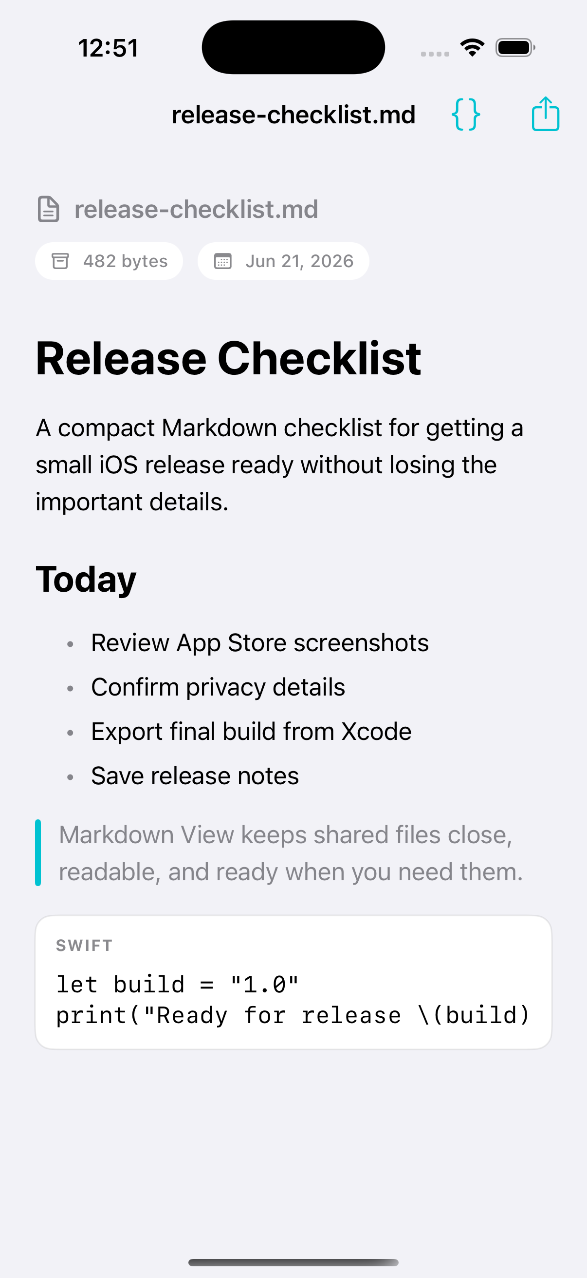 Markdown View — clean reader